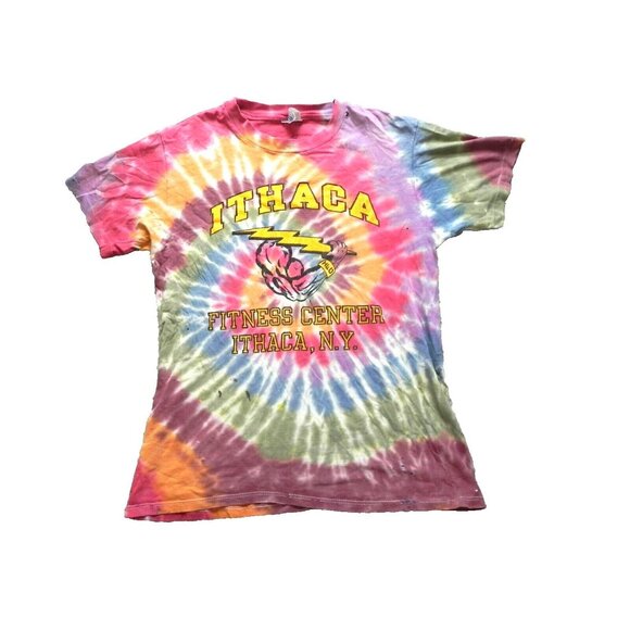 Vintage Ithaca Shirt Adult Medium Fitness Center Ithaca New‎ York Tie Dye Mens - Picture 1 of 16